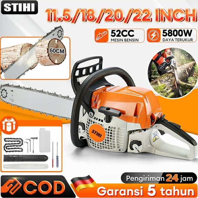 [COD] Mesin Potong Kayu 52CC 20inch Chainsaw 2Tak Untuk Gergaji Mesin Alat Outdoor Mesin Gergaji Kay