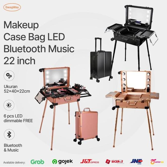 Beauty Case Tempat Makeup Koper Kotak Kosmetik Led Bluetooth Music