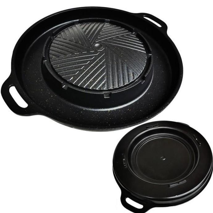 Panci Grill Pan Shabu Shabu Sukiyaki Bulgogi Pan 2 in 1 Hotpot Kompor