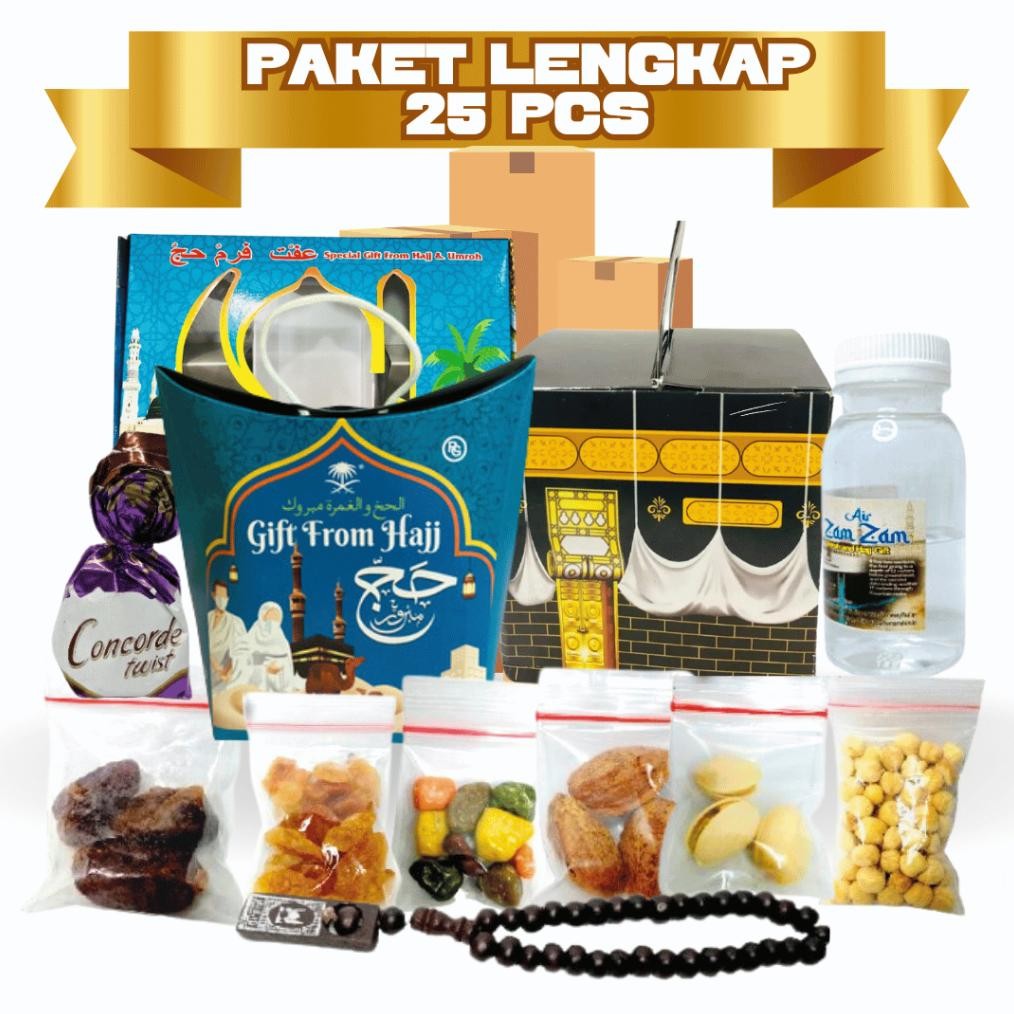 

Paket Oleh Oleh Haji Dan Umroh Ekonomis Dus Tali Jinjing Kabah 25 Paket Gift Hampers Lengkap