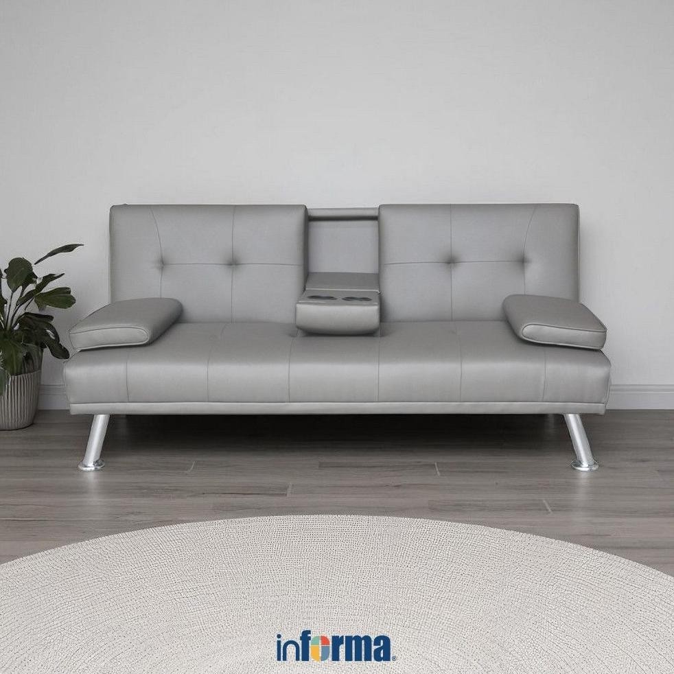 Informa Geni Sofa Bed Kulit Dengan Console A15 - Abu-Abu Tempat Duduk Multifungsi Sofa Tidur 2In1 Ku