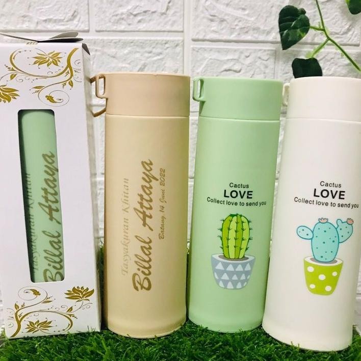 50 Pcs Souvenir Pernikahan Gelas Tumbler Kaktus Aesthetic 400 Ml Botol Minum Kaca Sovenir