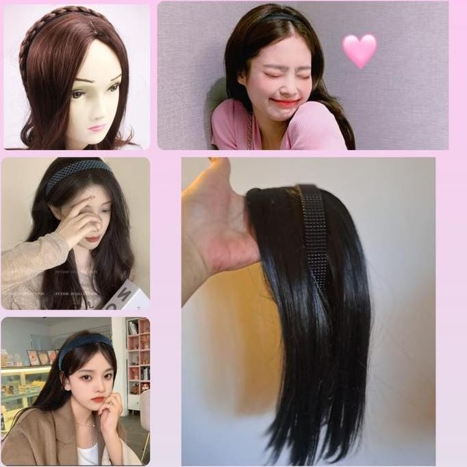 Wig Toupee Bando Poni Panjang Toupee Belah Tengah Premium Korean Style