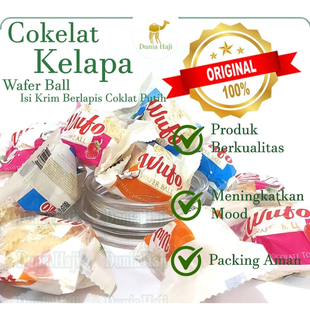 

Coklat Kelapa Wafer Ball Isi Topping Krim Lapis Cokelat Putih Souvenir Oleh-Oleh Haji Dan Umroh