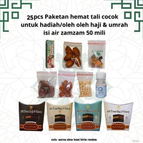 

25 Pcs Paketan Tali Untuk Oleh Oleh Haji Dan Umroh ( Botol Isi Air Zam Zam 50 Ml)