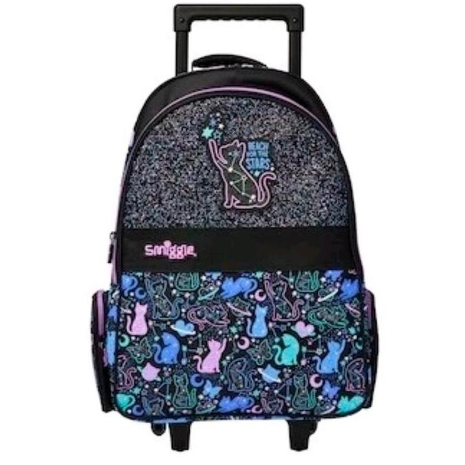 Smiggle Starry Cat Trolley Backpack/Tas Koper Anak Perempuan Sd/Kado