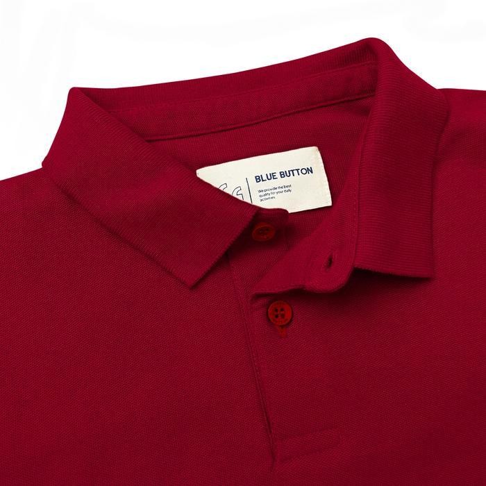 ST BlueButton Polo Shirt Mineral Blue Premium High Quality Tebal Ruby Red