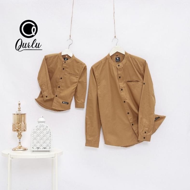 Trend - Qurlu - Kemeja Koko Dewasa/Anak warna COKLAT MILO (baju couple ayah dan anak laki-laki) Baju