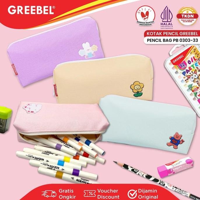 

TERSEDIA GREEBEL PENCIL BAG 0303-33 KOTAK PENSIL LUCU AESTHETIC PASTEL TEMPAT PENSIL