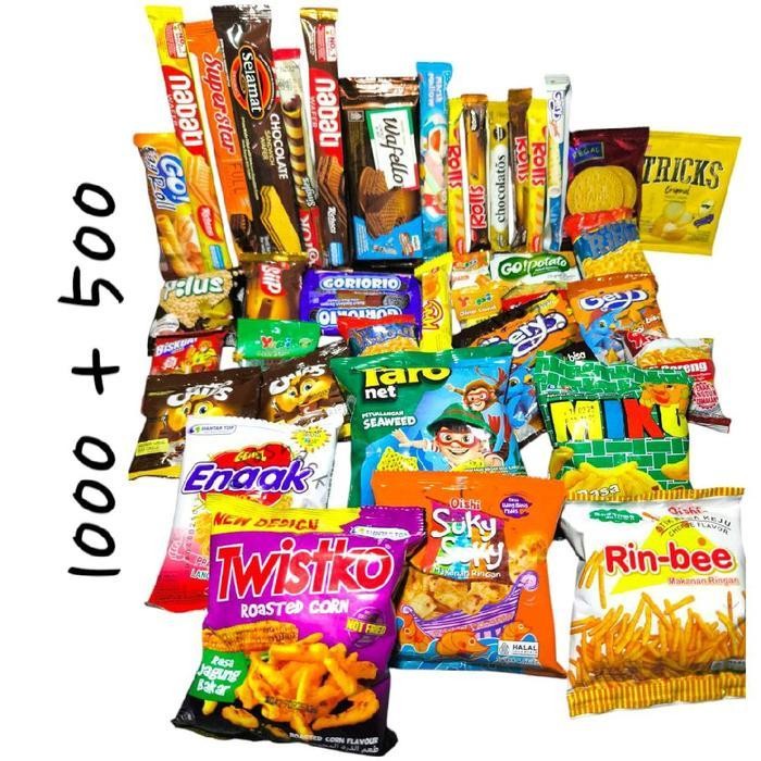 

FF Aneka snack campur 1 paket banyak varian cemilan mix rasa jajanan 1 paket termurah Food Makanan Pedas Keripik