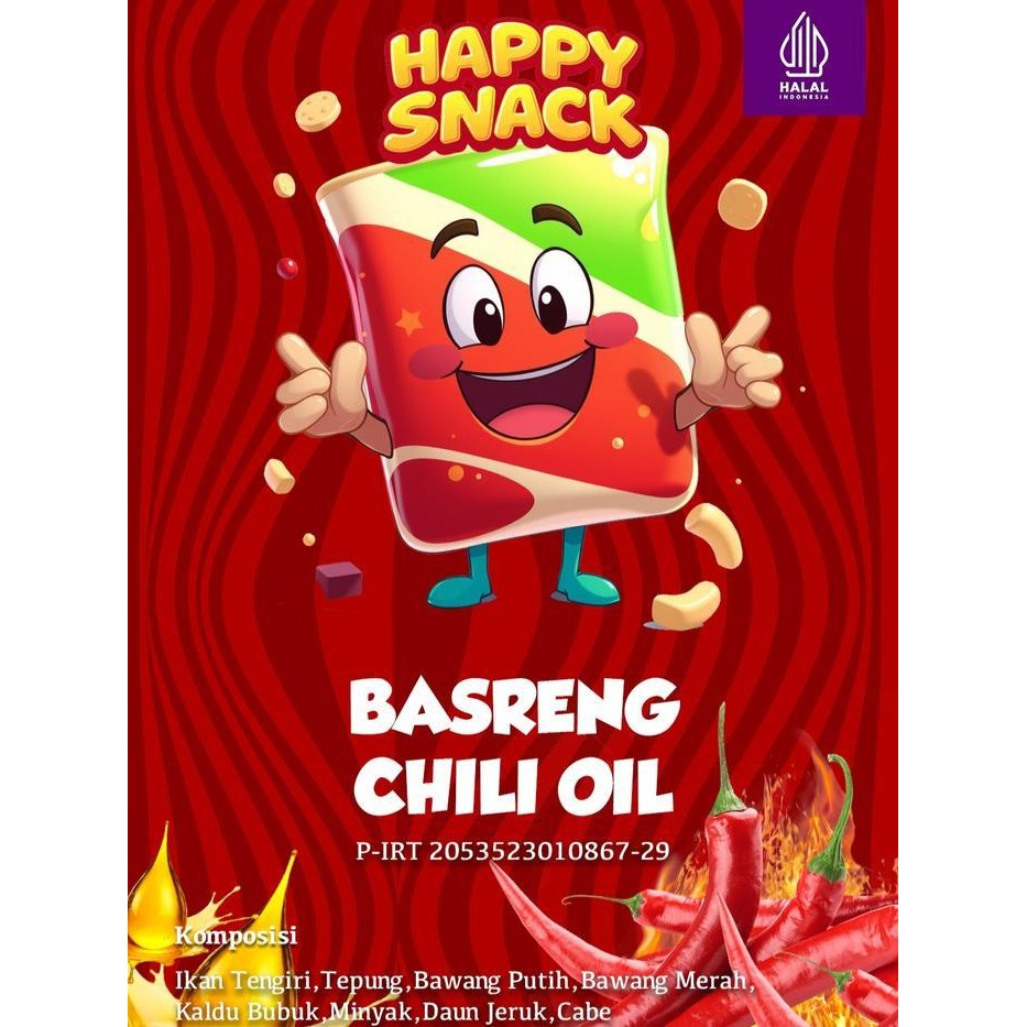 

FF 1kg Kemasan praktis Basreng Chili Oil Cemilan Happy Camilan snack keripik koin pedas asin gurih renyah Makanan Food Kering
