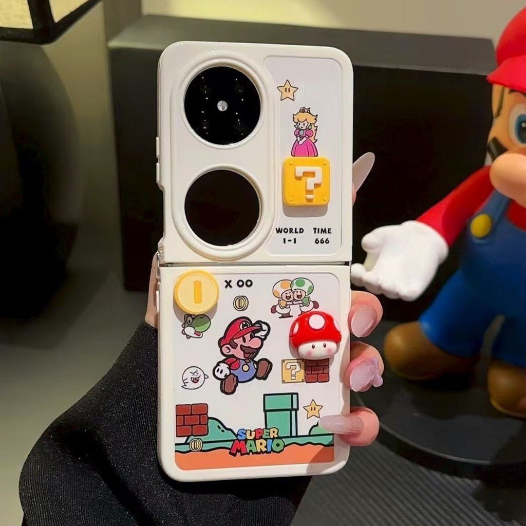 [Bengkel Cerdas] [COD] Casing lipat krim untuk Huawei/Xiaomi/Samsung/OPPO/vivo kartun Mario stand ad