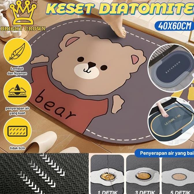 Bright Crown Keset Diatomite Bundar / Keset Kaki Anti Bau Nyerap Air