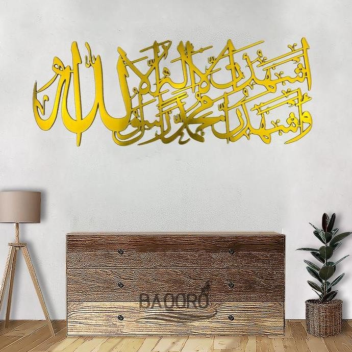 

TERBARU! Hiasan Dinding Kaligrafi Syahadat Asyhadualla Ilahaillallah Ukuran Besar Akrilik Gold Silver Hitam Mirror Untuk Dekorasi Pajangan Rumah Aesthetic Di Ruang Tamu Musholla dan Kamar