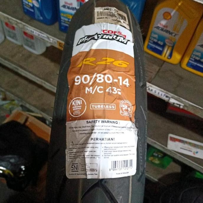 90/80-14 R 26 Tubeless Ban Luar Untuk Matic Ring 14 Ban Motor Corsa Platinum Kualitas Terbaik Harga 