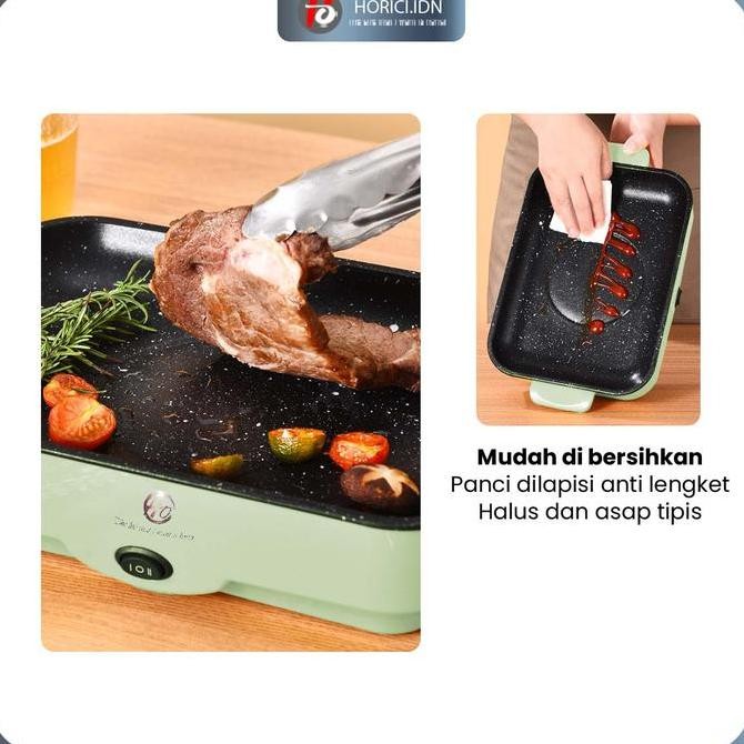 PANGGANGAN MULTIFUNGSI BBQ ELEKTRIK PANCI PEMANGGANG ANTI LENGKET PERSEGI PANJANG PANCI PANGGANG LIS