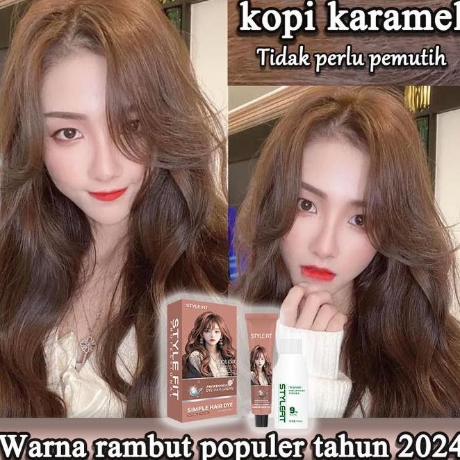 Terlaris Bahan Terbaru Style Fit Kopi Karamel Cat Rambut 200Ml Bahan Upgraded Warna Tahan LamaCat Ra