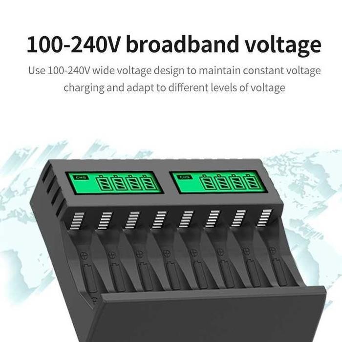 Rs Charger 8 Slot Battery Energizer Aa / Aaa + 4 Battery Aa 2000 Mah