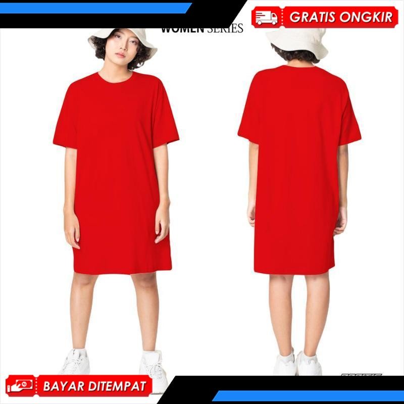 Baju Kaos Dress Wanita Lengan Pendek Dres Polos Wanita Oversize Jumbo Viral Kekinian Terbaru 2025 NJ