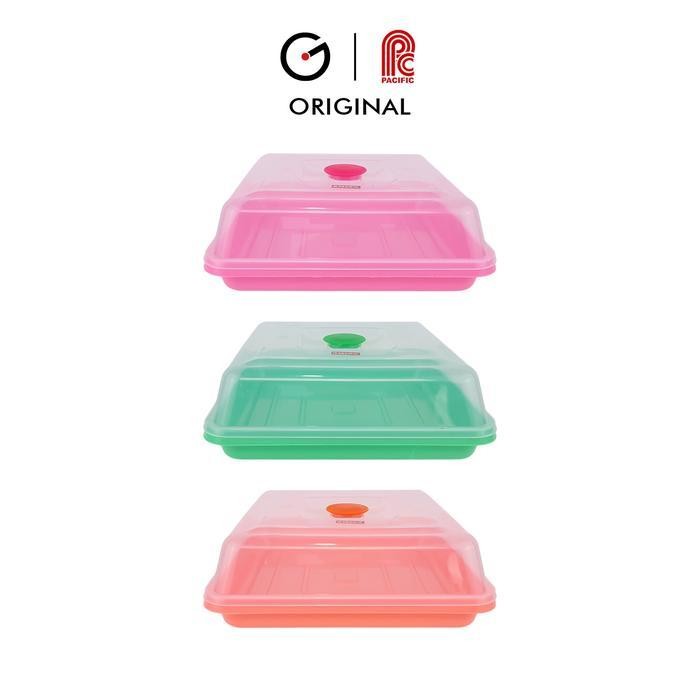

IX PACIFIC Tempat Kue Segi Plastik 1 Pcs Vanessa Cake Storage Wadah Serbaguna PAC-VANESSA Varian Warna hijau