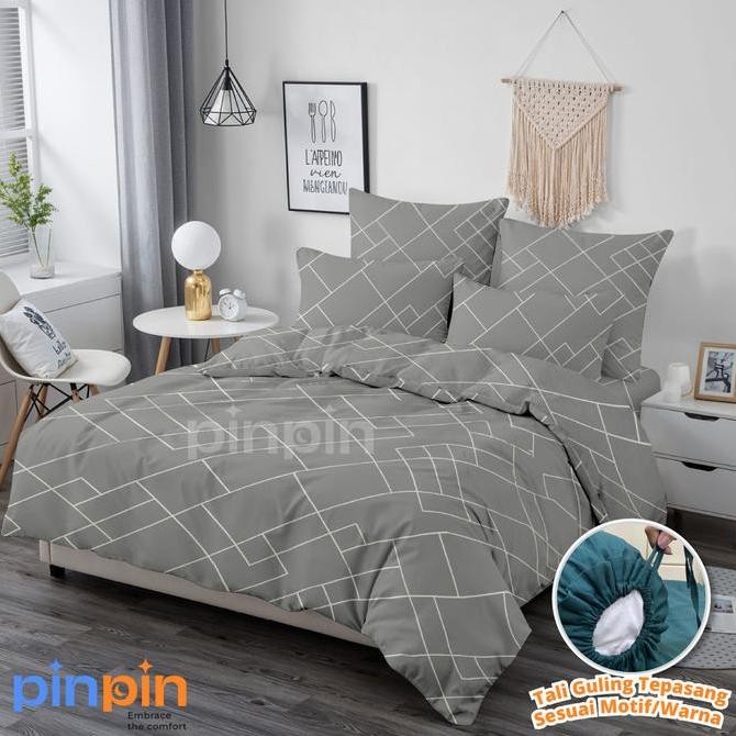 SL Bed Cover Set Sprei Arkana Grey Ukuran Lengkap - Pinpin Bed Cover