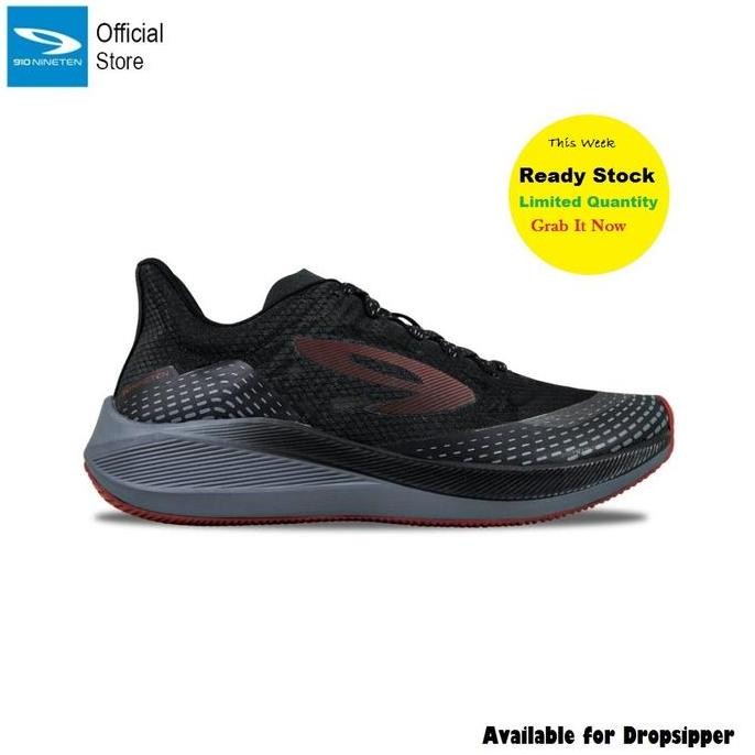 Promo 910 Nineten Haze Sepatu Running - HAZE 1.5 HITAM / ABU / MERAH COD