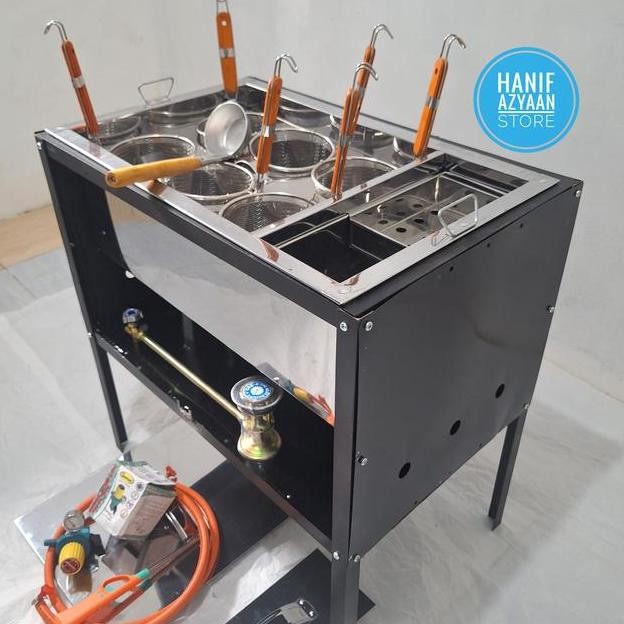 Dandang Mie Ayam 6 Lubang Set Panci Mie Ayam 6 Lubang Kotak Meja Tertutup