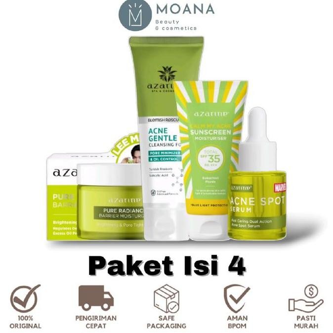 [Paket Lengkap 4] Azarine Acne Series | Sunscreen Calm My Acne + Moisturizer Pure Radiance + Acne Sp