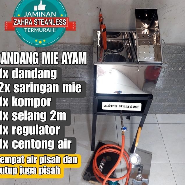 Dandang Mie Ayam 2 Lubang Kuah Sekat Set Meja Panci Mie Ayam Tong Mi