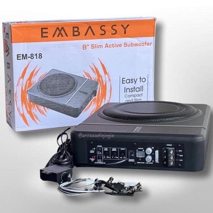 Subwofer kolong Embassy Em 818 Subwofer Aktif Kolong underseat basskolong Slim Mobil Speaker Mobil C