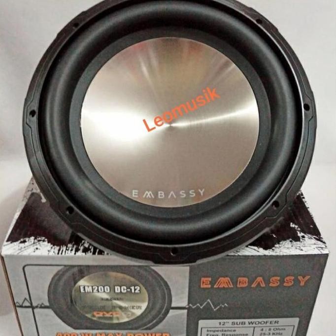 SUBWOOFER MOBIL 12 INCH EMBASSY DOUBLE MAGNET TYPE EM-200 DC-12