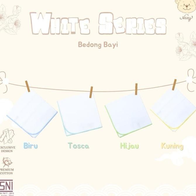 TERSEDIA NARY WHITE SERIES BEDONG BAYI PUTIH 1 PCS KAIN BEDONG KATUN POLOS LEMBUT