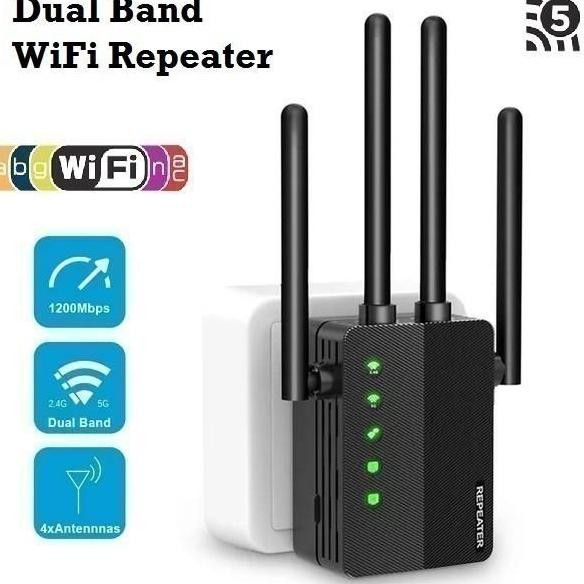 DUAL BAND WIFI REPEATER WIFI 5 - 1200MBPS - WIFI RANGE EXTENDER ORIGINAL DAN TERPERCAYA