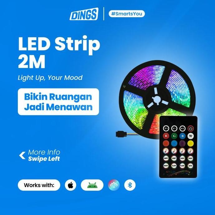Lampu LED Strip 2M  Adaptor USB Bluetooth Smart LED Strip