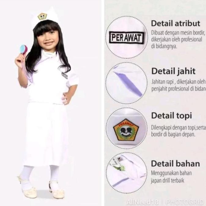 baju perawat anak baju profesi suster anak perempuan