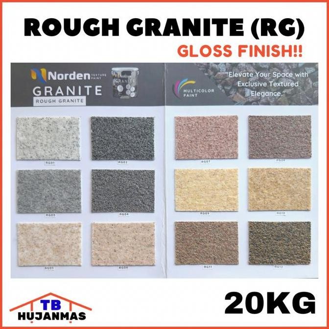 Norden Cat Tembok Teksture Tipe Rough Granite (Rg) 20 Kg Halaman 2 Rg07- Rg12 Cat Dinding Motif Batu