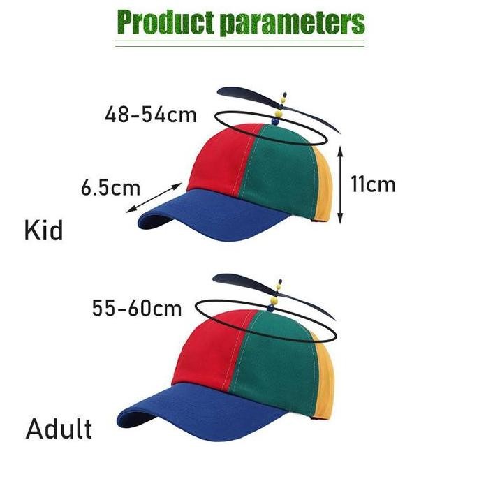Topi Baseball Baling Baling Anak/Dewasa Flying Cap Hat Warna Warni Topi Anak Dewasa Pelangi Helikopt