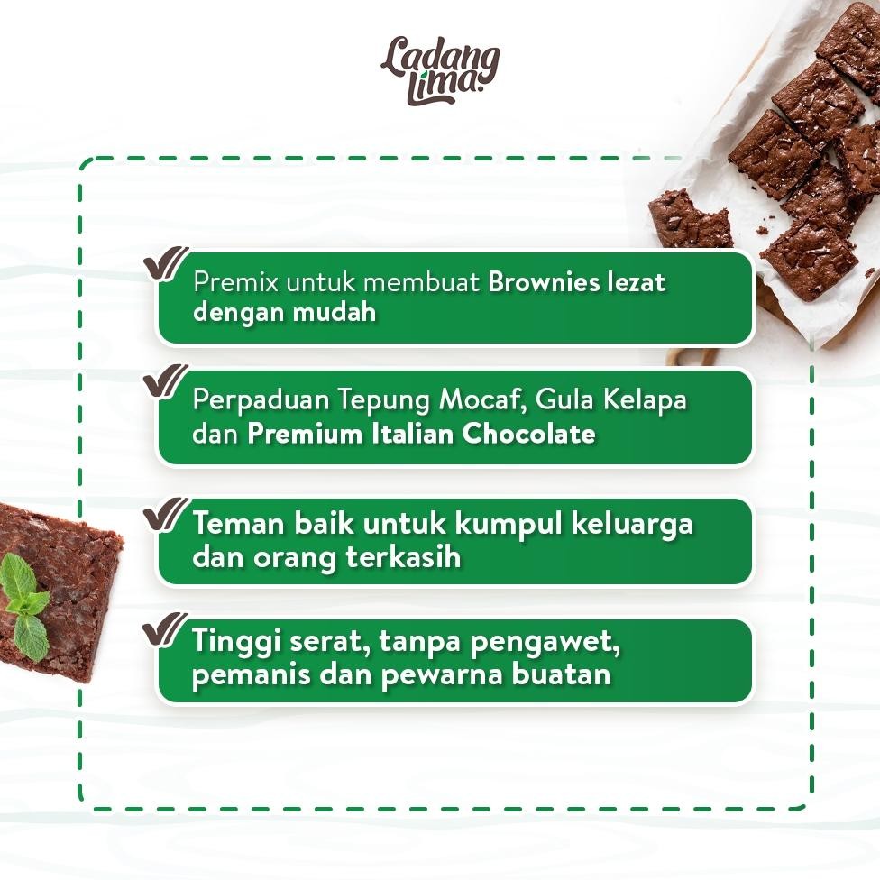 

Brownies Mix 230g Ladang Lima - Tepung Brownies Instant Gluten Free New Formula