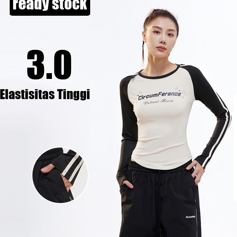 Baju Olahraga Wanita Lengan Panjang Hijab Sport Kaos Long Sleeve Tshirt Yoga Oversize