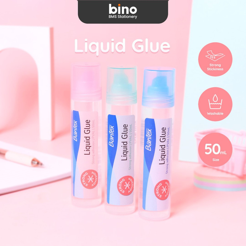 

[BMS Surabaya] Bantex Liquid Glue / Lem Cair 50 ml Daya Rekat Kuat Washable BH8601