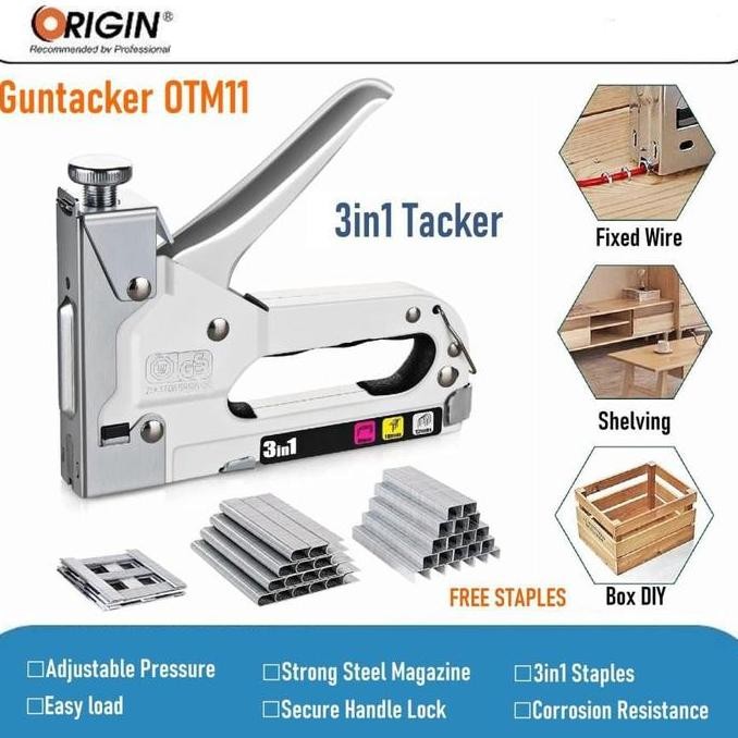 

Guntacker 3In1 Otm 11 / Stapler Tembak Kayu 1 Set / Gun Tacker 3 In 1 Co