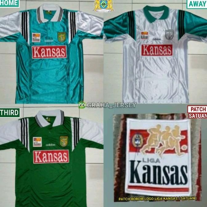 Jersey PERSEBAYA Liga KANSAS 1996 - 1997 Tosca Putih Hijau RETRO Lokal