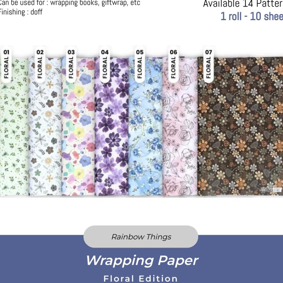 

10Lbr Kertas Kado Motif Bunga L Uk 63.5 X 49.5 Cm