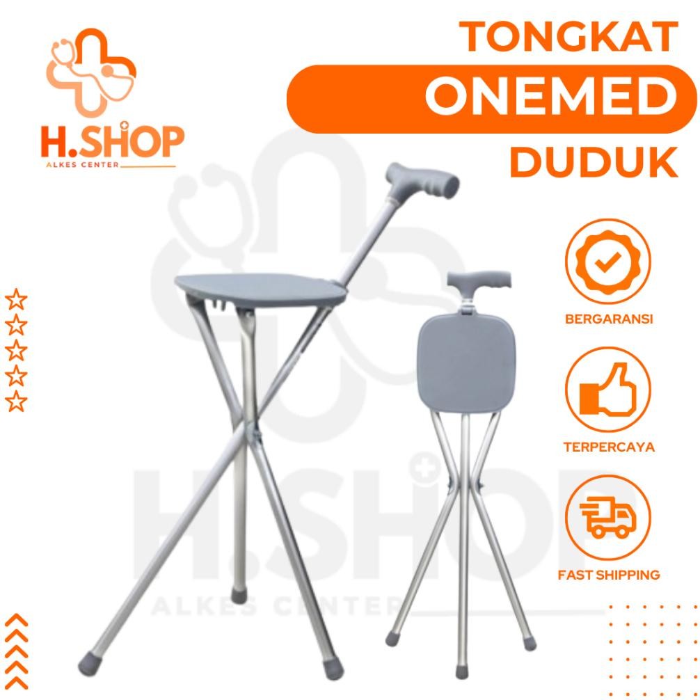 Tongkat + Tempat Duduk OneMed Alat Bantu Jalan / Tongkat Kursi Onemed Tongkat Duduk Tongkat Jalan On