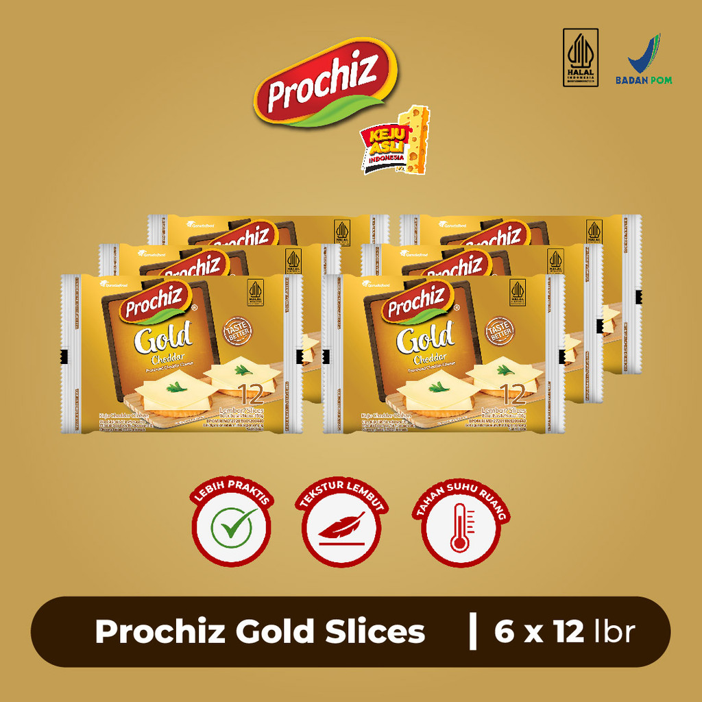 

PROCHIZ Gold Keju Slice 12 slice x 6