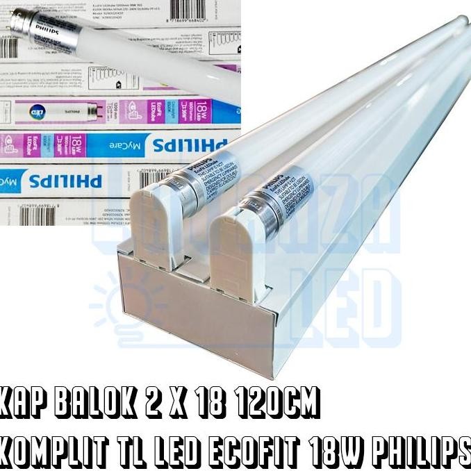 Kap Lampu Balok Led 2X18 120Cm Kap Balok Tl 2X18 Philips Komplit New Stok