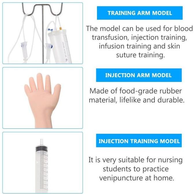 1Set Manekin Lengan Infus Silikon Alat Peraga Tangan Infus Manekin Phantom Alat Peraga Utk Rumah Sak