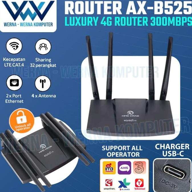 Router Modem Wifi 4G Lte Ax-B525 All Operator Gsm 4 Antena  Ax B525