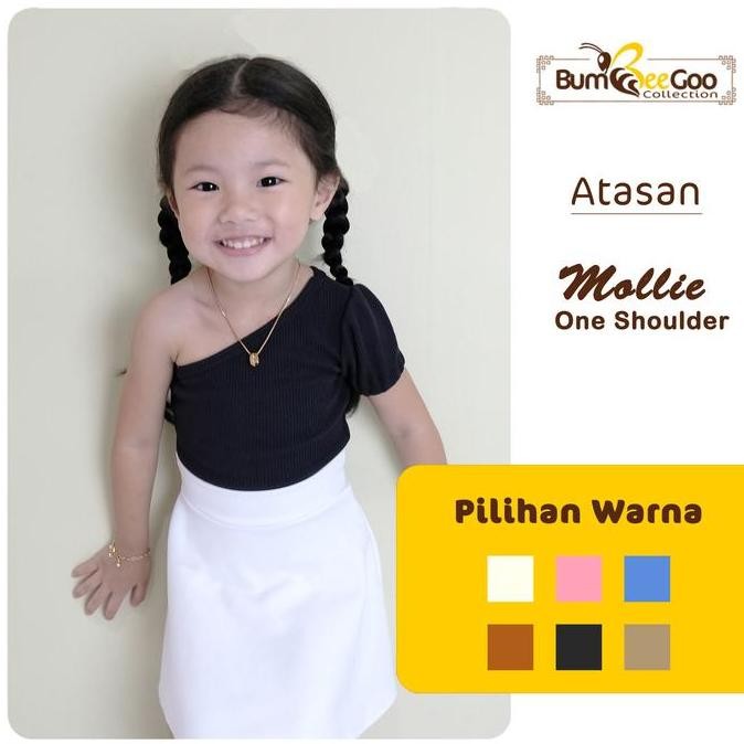 DV30 }} Mollie Top One Shoulder Semi Crop Top / Atasan Anak Perempuan Waffle Premium Fashion