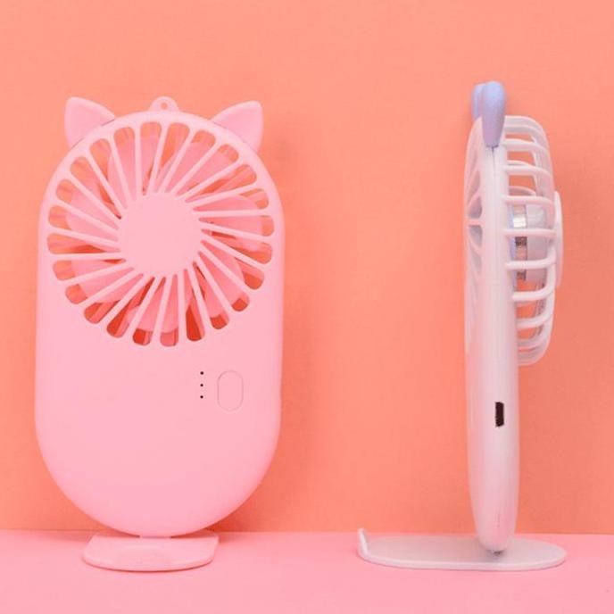 DV30 }} Kipas Angin Portable 2 IN 1 Cute Pocket Mini Fan USB Cooling Fan Desktop Hand Held Mini Summ